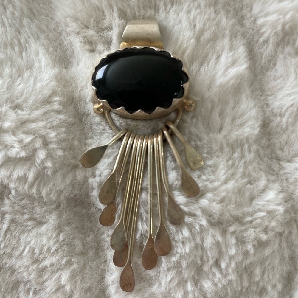 Black Onxy slide for necklace. Beautiful